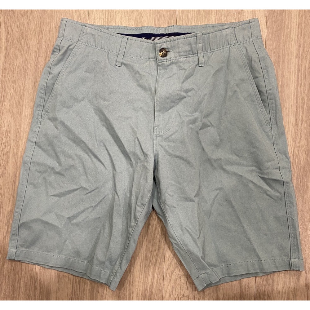Nat Nast Stretch Khaki Chino Shorts Straight Fit Teal Flat Front Mens 30 NEW